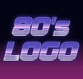 Создать ретро-текст в стиле 80-х с неоновым свечением.